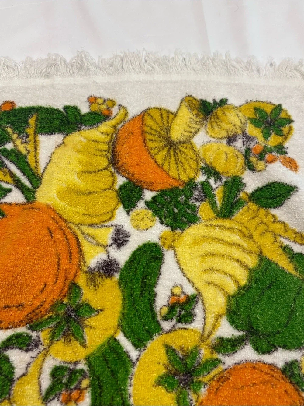 Vtg 70's Mushroom Cannon Kitchen Hand Towel Dish USA Cotton Terry Cloth MCM